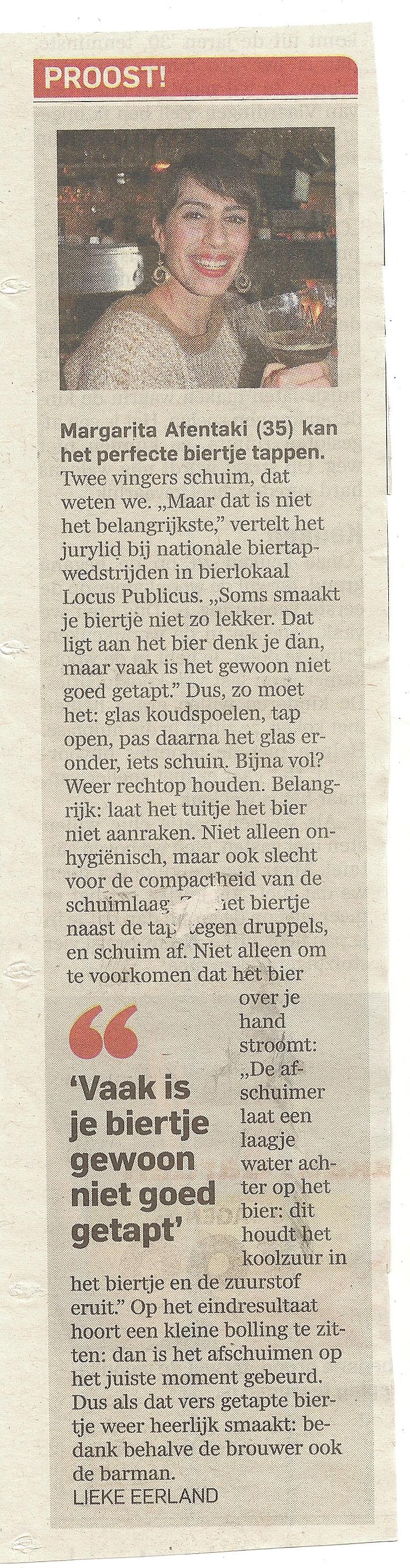 Nationale Biertapwedsteijd Locus Publicus - artikel Algemeen Dagblad